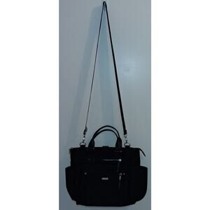 Baggallini Black Nylon Bag with Shoulder Strap Crossbody Leather Handles & Pouch